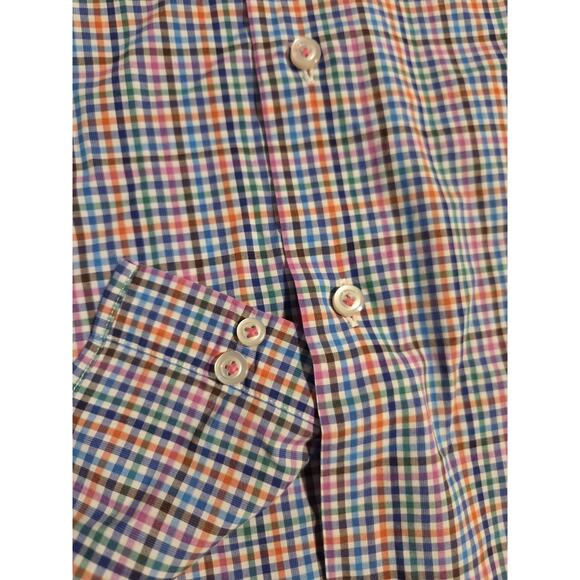 HAGEN Button Sport Shirt CARMEL FIT Men's LARGE L Plaid Check Cotton Multicolor - Picture 5 of 8